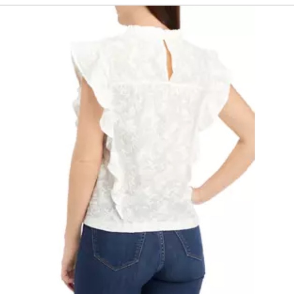 Cupio XL Women's Flutter Sleeve Cotton Voile Blouse - Picture 3 of 13